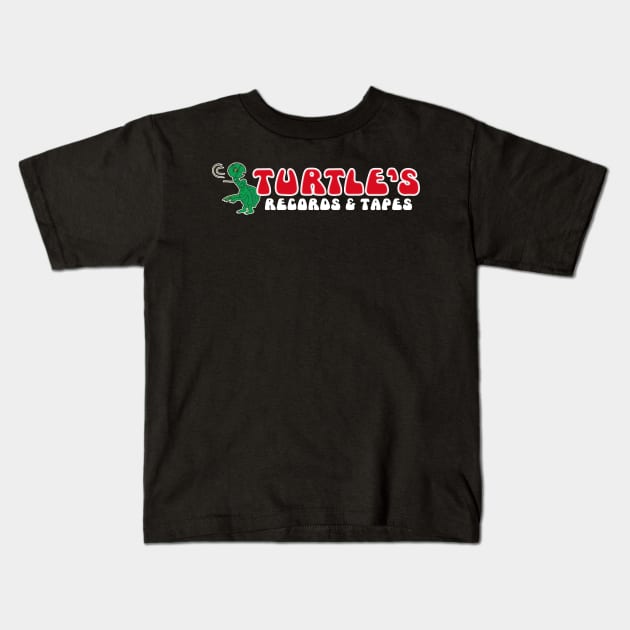 Turtle's Records & Tapes (White Text) Kids T-Shirt by RetroZest